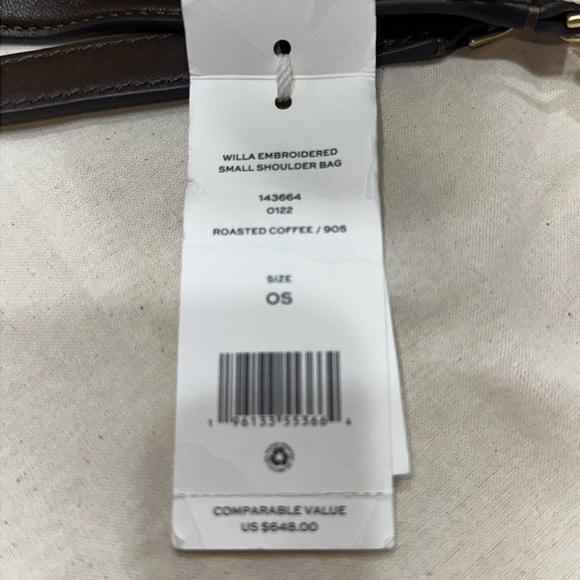 Tory Burch WILLA Embroidered Small Leather Shoulder Bag in Toasted Coffee - OS - Picture 9 of 10